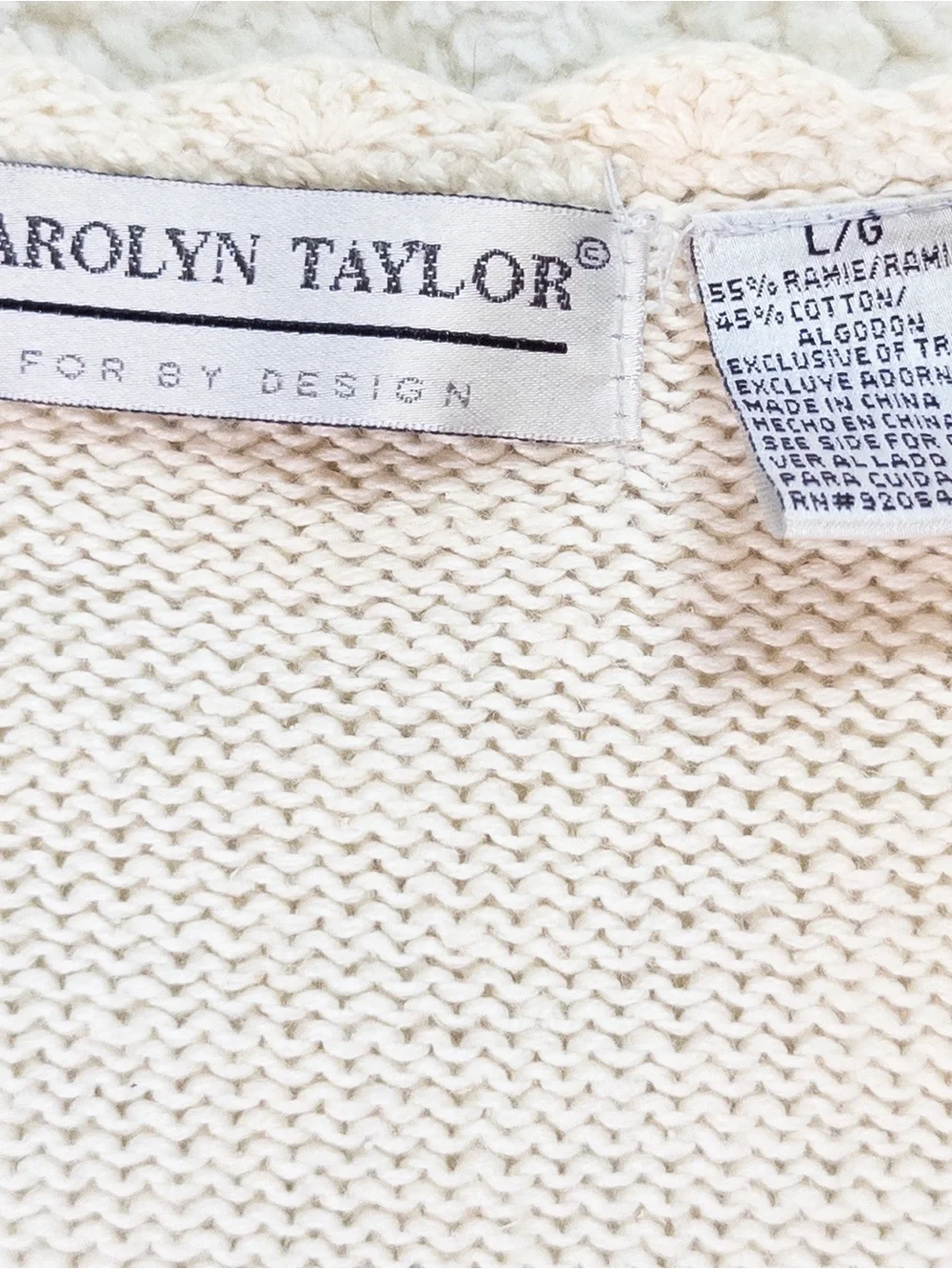 Carolyn Taylor Floral Embroidered Sweater Vest Size Large Cream Cottagecore